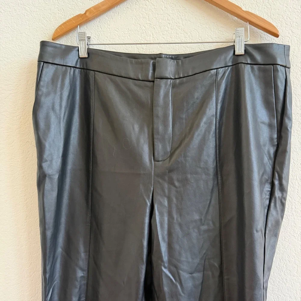 Eloquii Black Faux Leather Straight Leg Pants Plus Size 16 High Rise‎